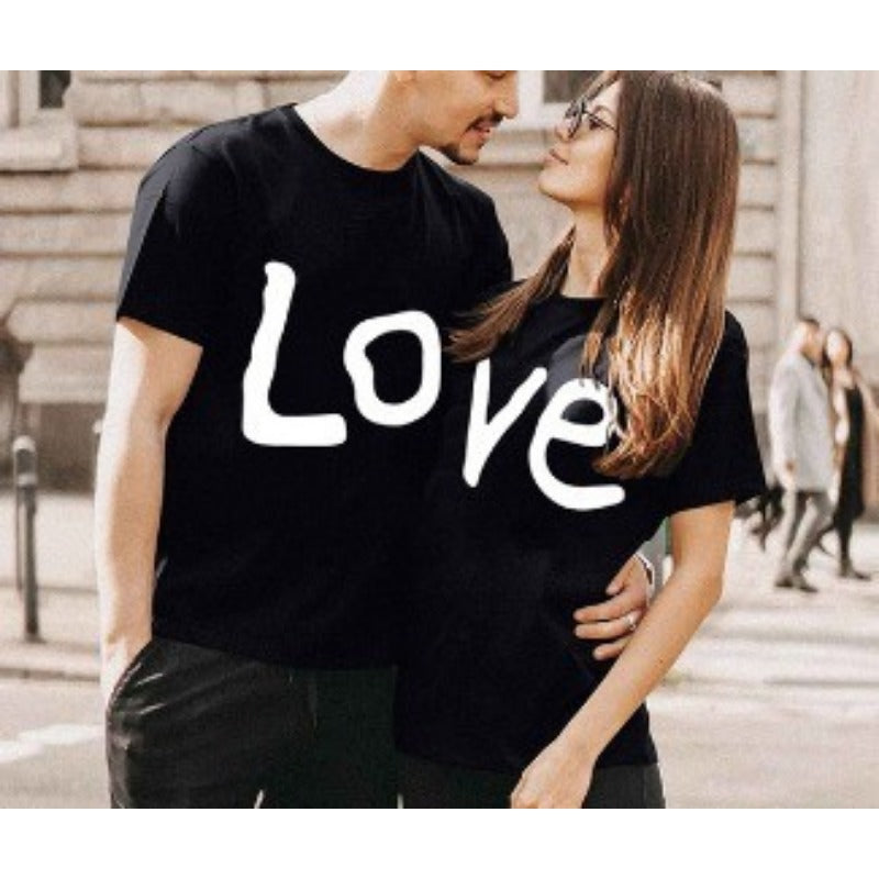 Wholesale Polyester Loose Round Neck Casual Printed Couple Short Sleeves